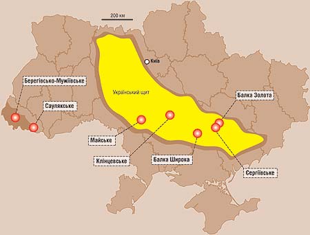 Основные залежи золота в Украине