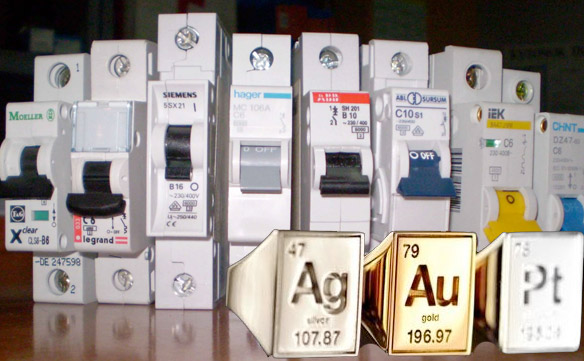 Выключатель автоматический АК50КБ  1н=25А (трехполюсный) - золото, серебро, платина и другие драгоценные металлы 